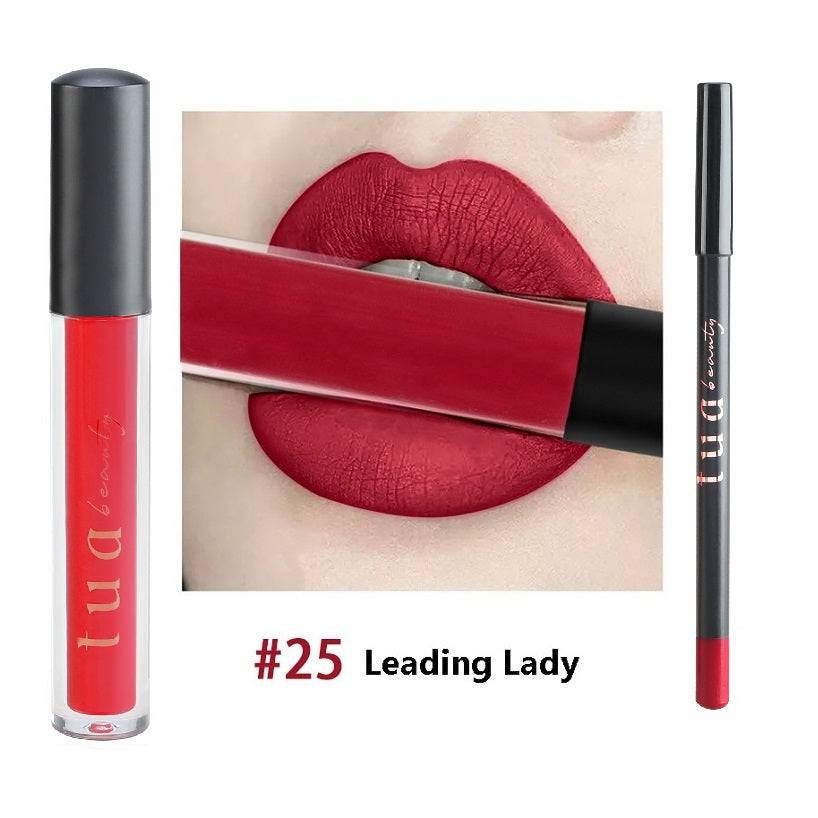 Tua Beauty - Kit de batom resistente à transferência 5 ml + lápis de delineador de lábios