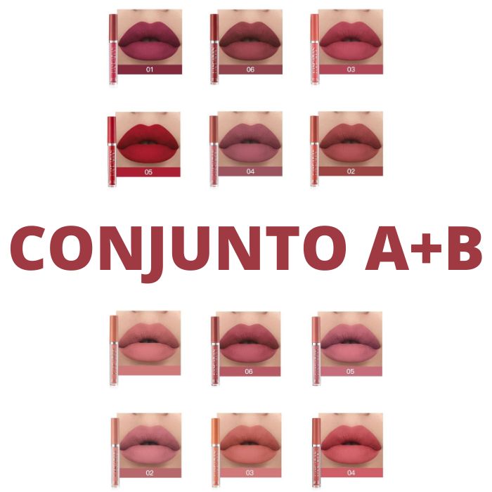 #105 Batom Líquido Mate Longa Duração - Embalagem de 6 peças