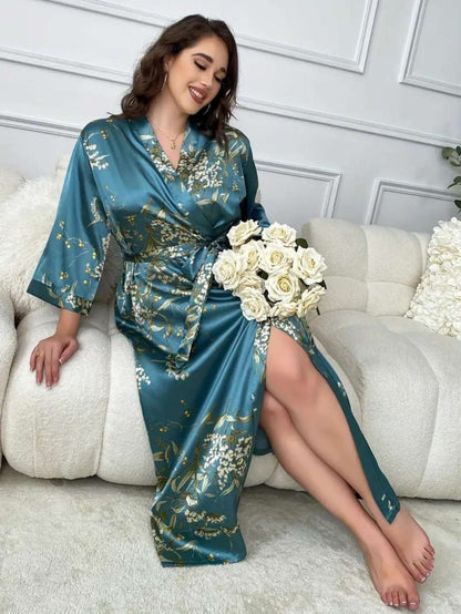 500 Roupão com padrão floral para mulher