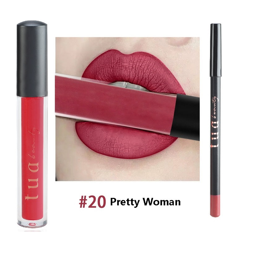 Tua Beauty - Kit de batom resistente à transferência 5 ml + lápis de delineador de lábios
