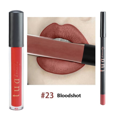 Tua Beauty - Kit de batom resistente à transferência 5 ml + lápis de delineador de lábios