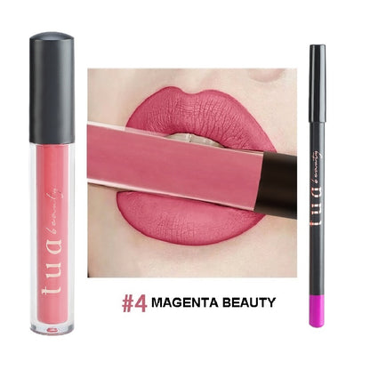 Tua Beauty - Kit de batom resistente à transferência 5 ml + lápis de delineador de lábios