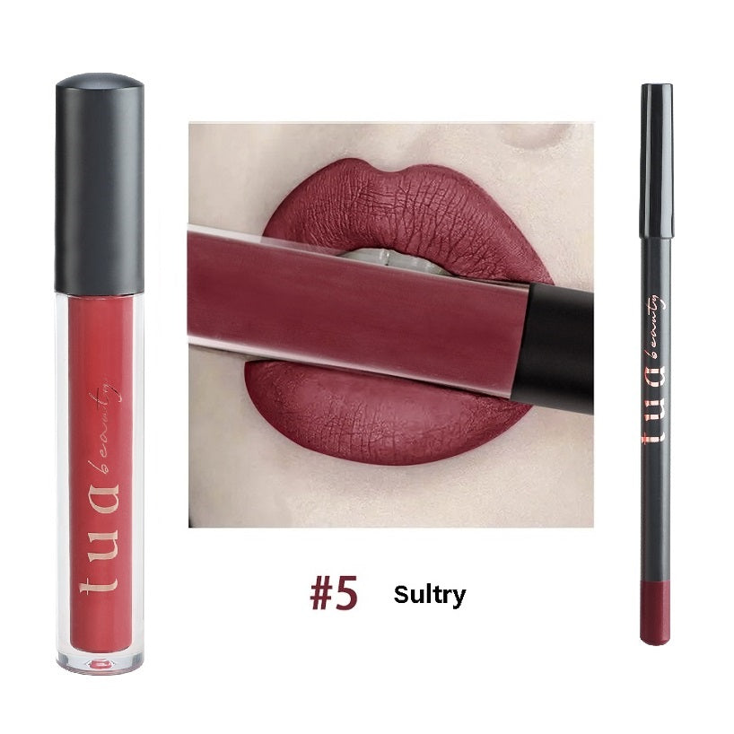 Tua Beauty - Kit de batom resistente à transferência 5 ml + lápis de delineador de lábios