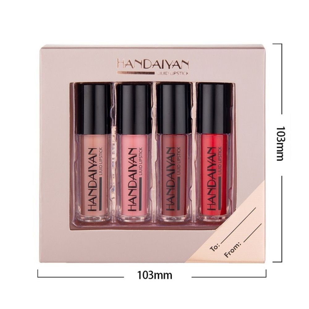 #107 MiniBox Lápiz de Labios Líquido - set de 4 piezas mate resistente a la transferencia