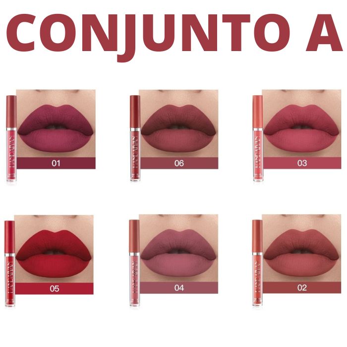 #105 Batom Líquido Mate Longa Duração - Embalagem de 6 peças